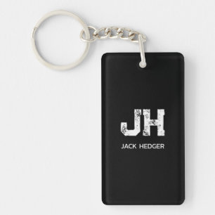 MINIMALISTISCHES WEIßES ZWEIBUCHSTABIGES MONOGRAMM SCHLÜSSELANHÄNGER