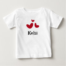 Minimalistisches White Baby Tshirt mit Red Hearts
