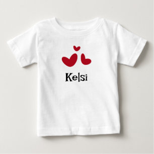 Minimalistisches White Baby Tshirt mit Red Hearts