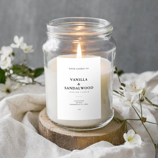 Minimalistisches White Candle Label Lebensmitteletikett