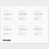 Minimalistisches White Candle Label Quadratischer Aufkleber (Blatt)