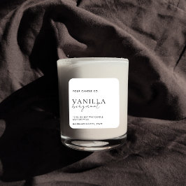 Minimalistisches White Candle Label Quadratischer Aufkleber