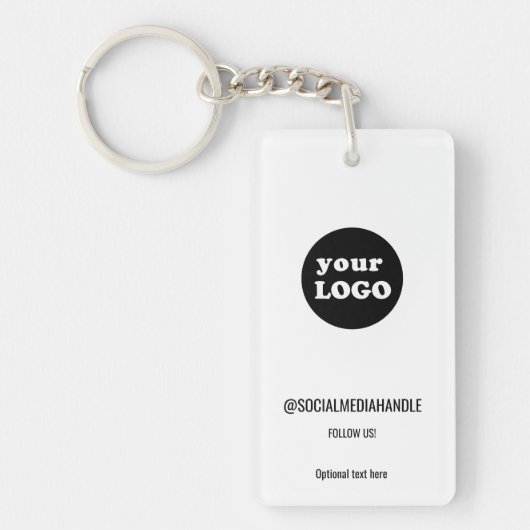 Minimalistisches White-Custom-Business-Logo Schlüsselanhänger (Vorderseite)