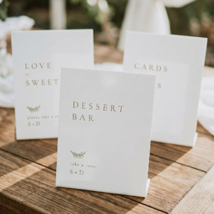 Minimalistisches White Dessert Bar Wedding Sign Sockelschild