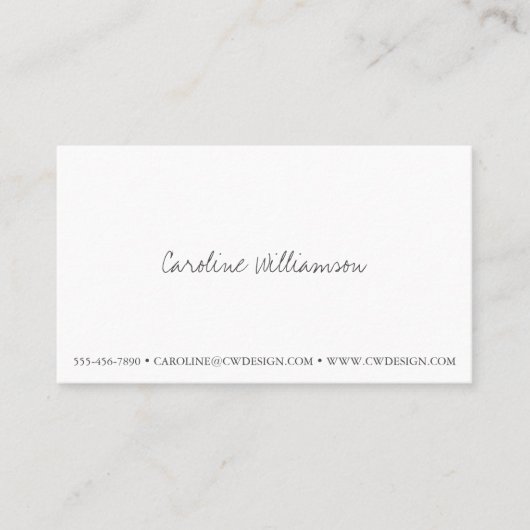 Minimalistisches White Elegant Script Berufliches Visitenkarte (Vorderseite)