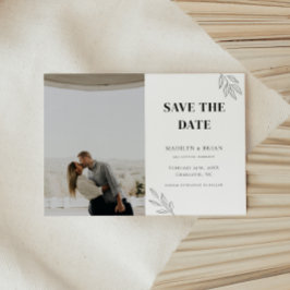 Minimalistisches White Floral Wedding Foto Save The Date