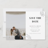 Minimalistisches White Floral Wedding Foto Save The Date (Vorderseite)