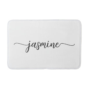 Minimalistisches White Girl Monogram Name Script Badematte