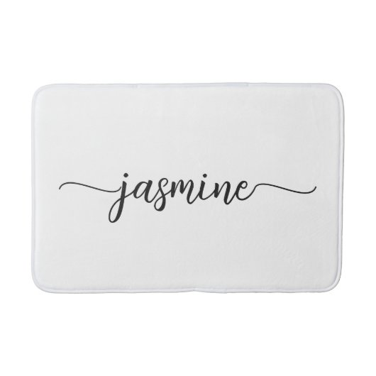 Minimalistisches White Girl Monogram Name Script Badematte (Vorderseite)