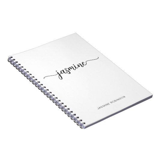 Minimalistisches White Girl Monogram Name Script Notizblock (Rechte Seite)