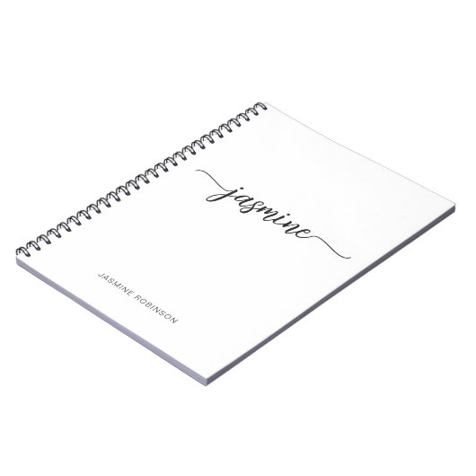 Minimalistisches White Girl Monogram Name Script Notizblock (Linke Seite)