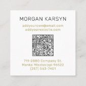 Minimalistisches White Gold & Black Add QR Code Mo Quadratische Visitenkarte (Rückseite)