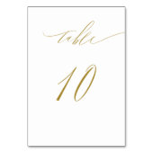 Minimalistisches White Gold Elegant Script 10 Wedd Tischnummer (Rückseite)