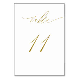 Minimalistisches White Gold Elegant Script 11 Wedd Tischnummer