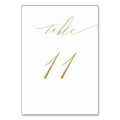 Minimalistisches White Gold Elegant Script 11 Wedd Tischnummer (Rückseite)
