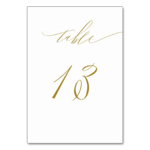 Minimalistisches White Gold Elegant Script 13 Wedd Tischnummer