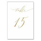 Minimalistisches White Gold Elegant Script 15 Wedd Tischnummer (Rückseite)