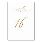 Minimalistisches White Gold Elegant Script 16 Wedd Tischnummer (Rückseite)