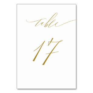 Minimalistisches White Gold Elegant Script 17 Wedd Tischnummer