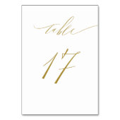 Minimalistisches White Gold Elegant Script 17 Wedd Tischnummer (Rückseite)