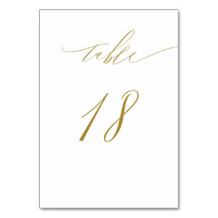 Minimalistisches White Gold Elegant Script 18 Wedd Tischnummer