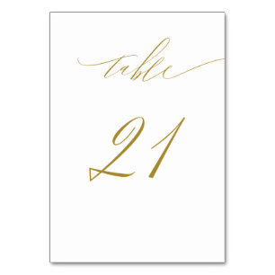 Minimalistisches White Gold Elegant Script 21 Wedd Tischnummer