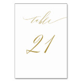 Minimalistisches White Gold Elegant Script 21 Wedd Tischnummer (Rückseite)
