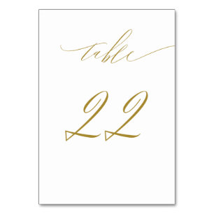 Minimalistisches White Gold Elegant Script 22 Wedd Tischnummer