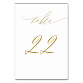 Minimalistisches White Gold Elegant Script 22 Wedd Tischnummer (Rückseite)