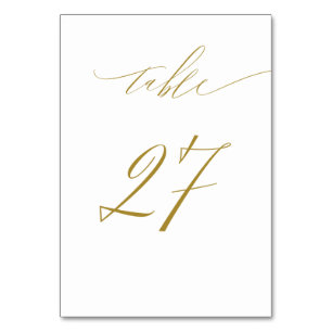 Minimalistisches White Gold Elegant Script 27 Wedd Tischnummer