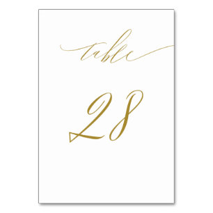Minimalistisches White Gold Elegant Script 28 Wedd Tischnummer