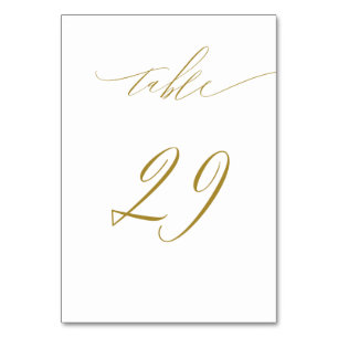 Minimalistisches White Gold Elegant Script 29 Wedd Tischnummer