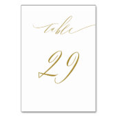Minimalistisches White Gold Elegant Script 29 Wedd Tischnummer (Rückseite)