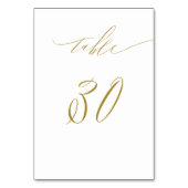 Minimalistisches White Gold Elegant Script 30 Wedd Tischnummer (Rückseite)