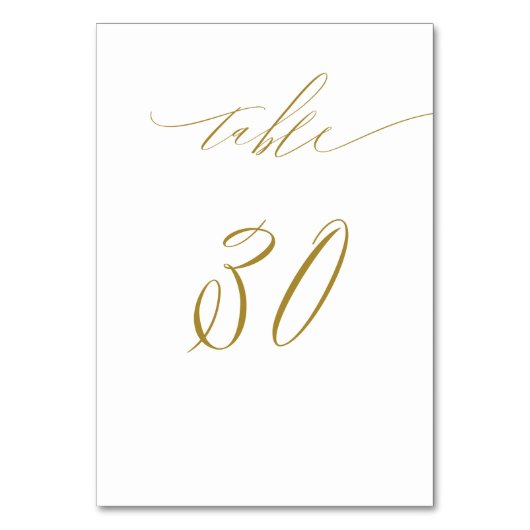 Minimalistisches White Gold Elegant Script 30 Wedd Tischnummer (Rückseite)