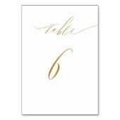 Minimalistisches White Gold Elegante Script No. 6  Tischnummer (Rückseite)