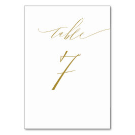 Minimalistisches White Gold Elegante Script No. 7  Tischnummer