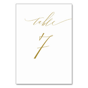 Minimalistisches White Gold Elegante Script No. 7 Tischnummer