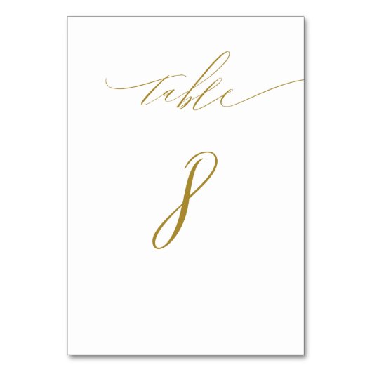 Minimalistisches White Gold Elegante Script No. 8  Tischnummer (Rückseite)