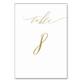 Minimalistisches White Gold Elegante Script No. 8  Tischnummer (Vorderseite)