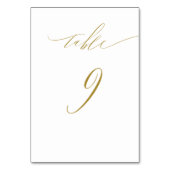 Minimalistisches White Gold Elegante Script No 9 W Tischnummer (Rückseite)
