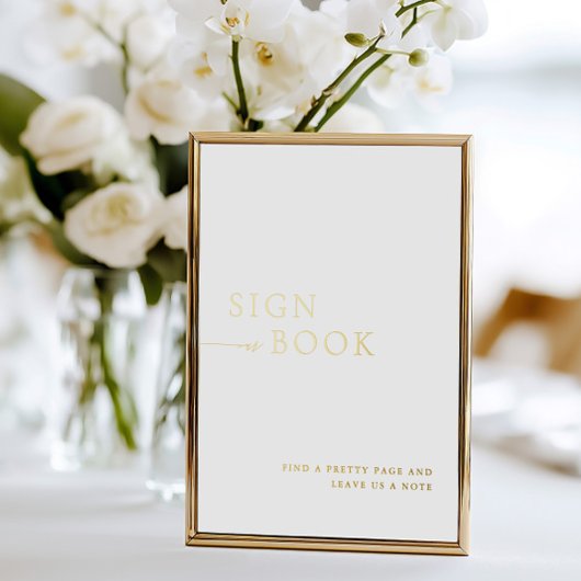 Minimalistisches White & Gold Foil Gästebuch Folieneinladung