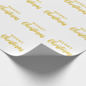 Minimalistisches White Gold Script Frohe Weihnacht Geschenkpapier (Ecke)
