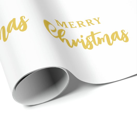 Minimalistisches White Gold Script Frohe Weihnacht Geschenkpapier (Rolleneckpunkt)