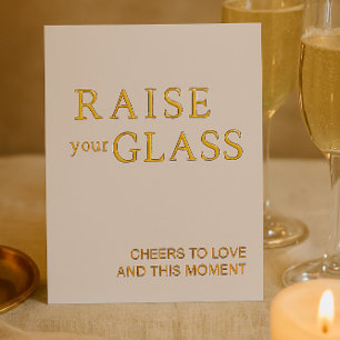 Minimalistisches White & Gold Wedding Bar Sign Foi Folien Feiertagskarte