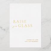 Minimalistisches White & Gold Wedding Bar Sign Folieneinladung (Vorderseite)