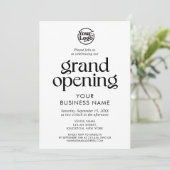 Minimalistisches White Grand Opening-Business-Logo Einladung (Stehend Vorderseite)