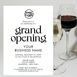 Minimalistisches White Grand Opening-Business-Logo Einladung