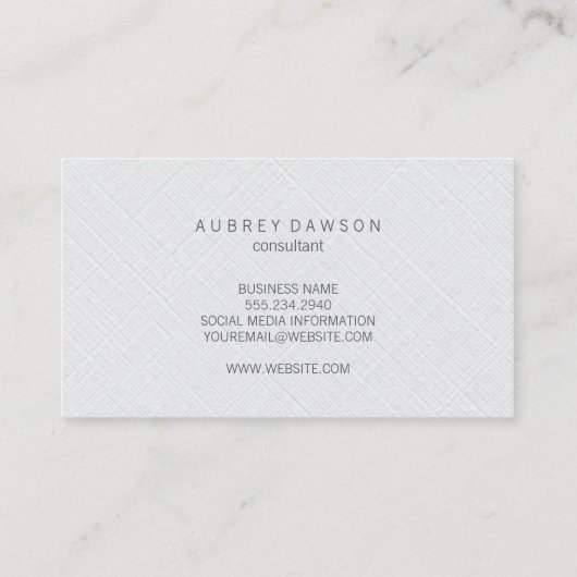 Minimalistisches White Linen Zig Zag Muster Visitenkarte (Rückseite)