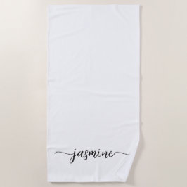 Minimalistisches White Monogram Name Riesiges Skri Strandtuch